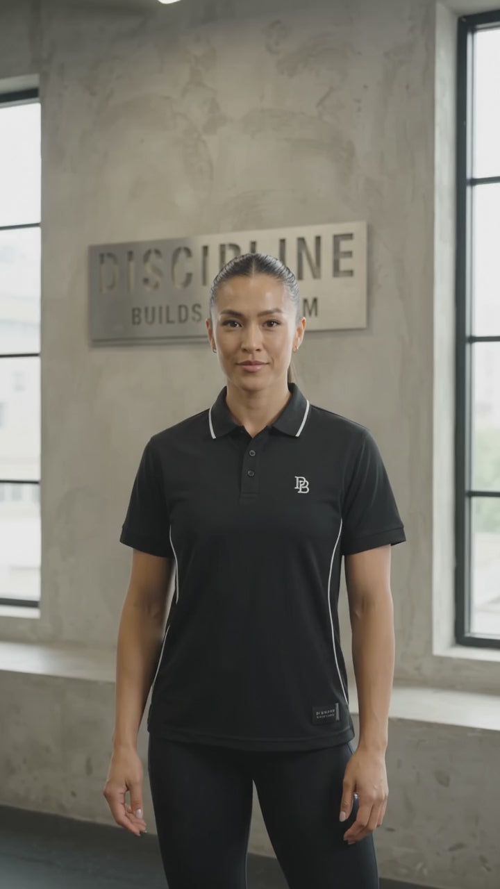 Discipline Men’s Signature Piqué Polo – Black & Silver