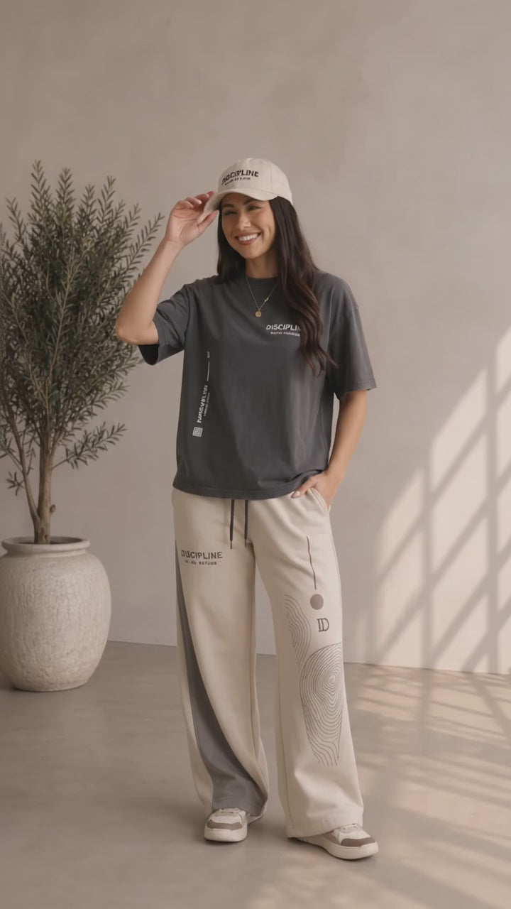 DISCIPLINE Signature Oversized T-Shirt & Wide-Leg Trouser Set