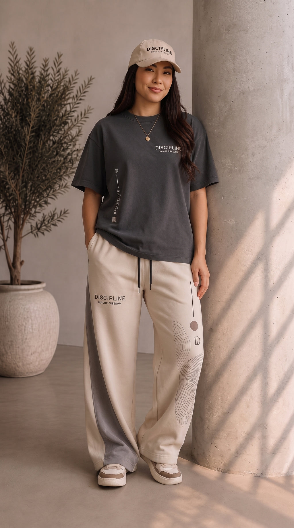 DISCIPLINE Signature Oversized T-Shirt & Wide-Leg Trouser Set