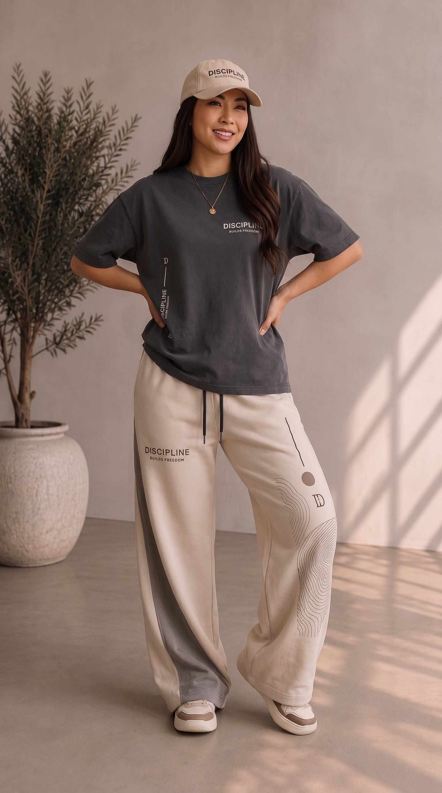 DISCIPLINE Signature Oversized T-Shirt & Wide-Leg Trouser Set