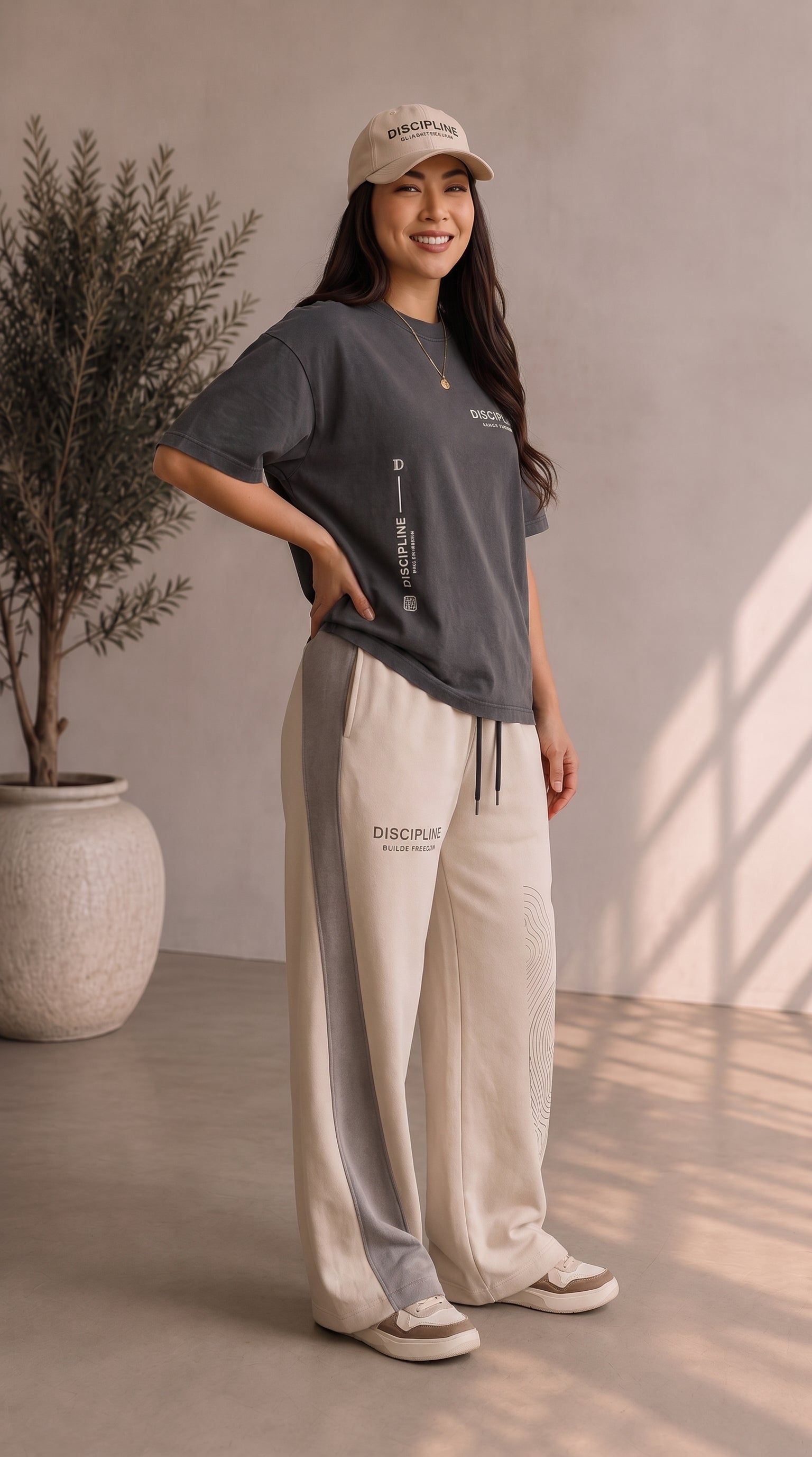 DISCIPLINE Signature Oversized T-Shirt & Wide-Leg Trouser Set