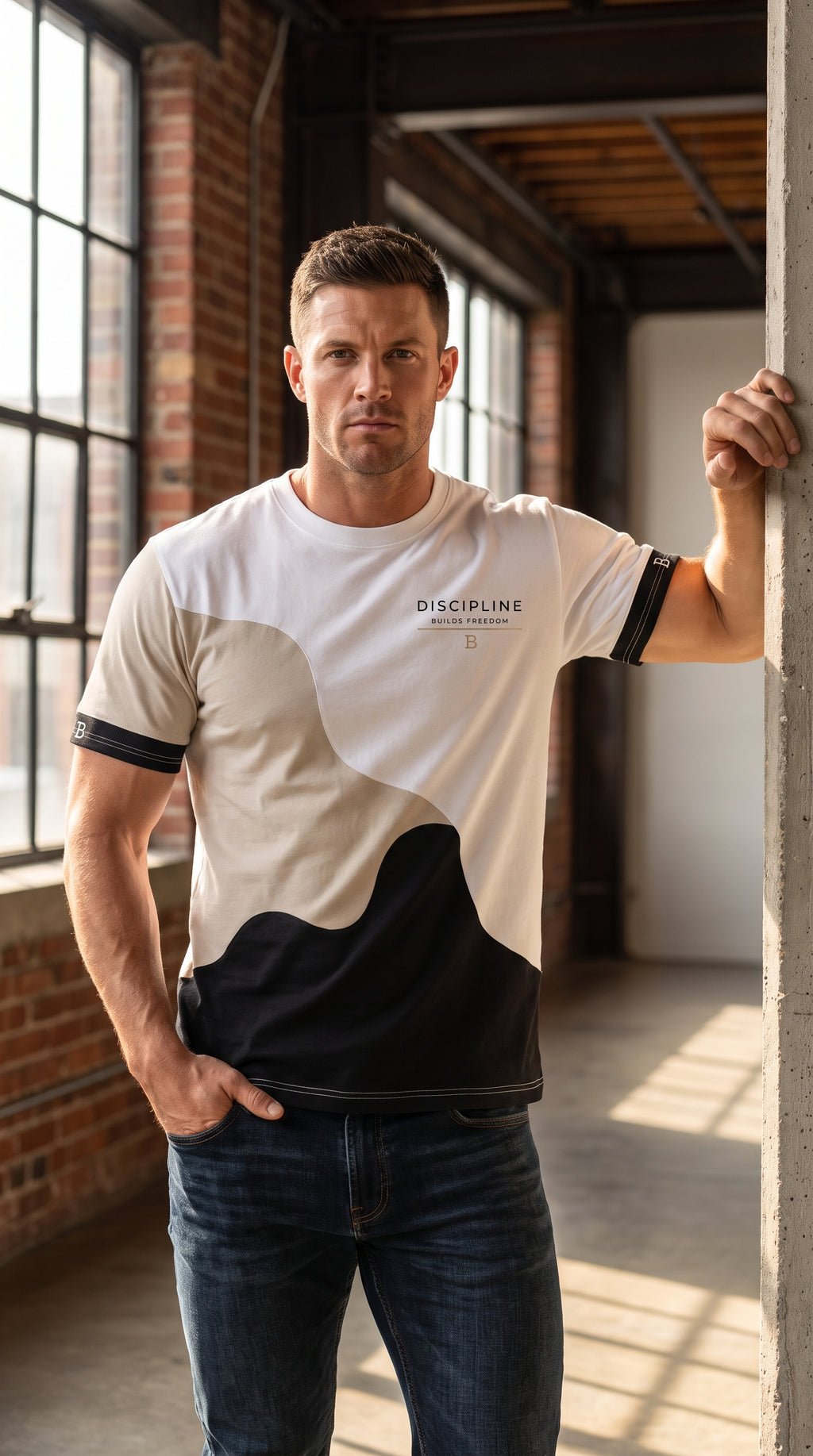 DISCIPLINE Wave Block Unisex Premium T-Shirt
